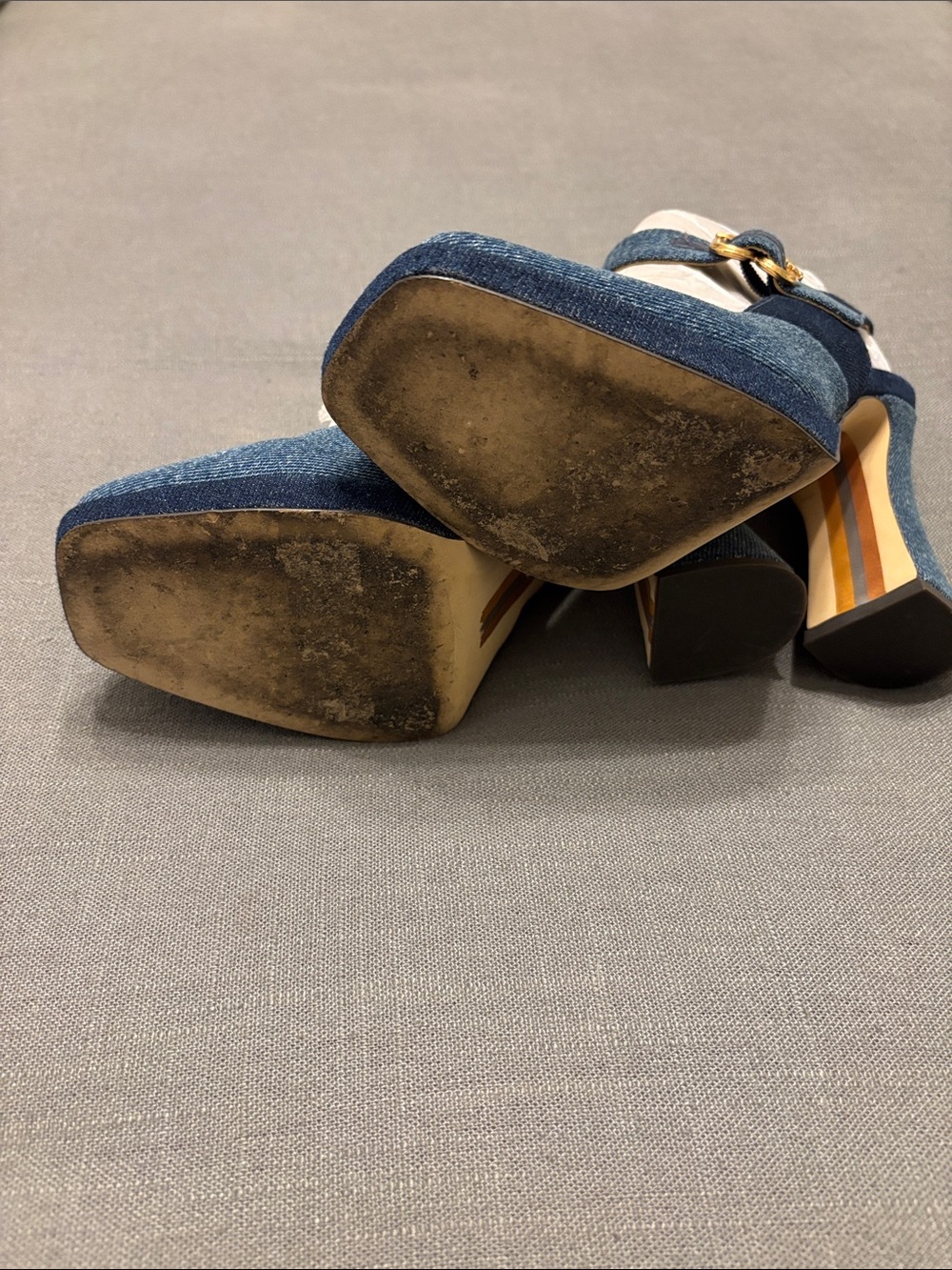 Sam Edelman Jildie Denim Mary Jane Block Pumps - Picture 4 of 11